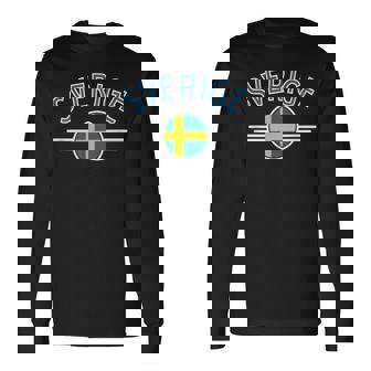 Sverige Flag Circle And Blue Text T-shirt à manches longues - Cadeauxyz