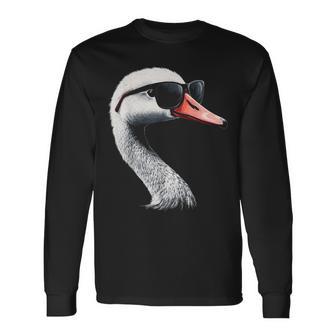 Swan Bird Graphic Animal Illustration Sunglasses Swan Langarmshirts - Geschenkecke