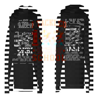 I Tackled 100 Days Of School Football Dabbing 100Th Day Boys Long Sleeve T-Shirt - Thegiftio