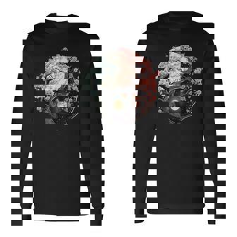 Taoism Yin Yang Cherry Blossom On Taijitu Yin Yang Long Sleeve T-Shirt - Monsterry