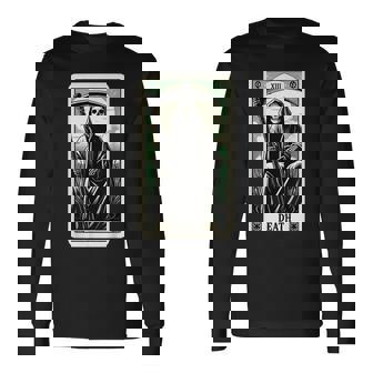 Tarot Card Death XIII Satanic Goth Halloween Grim Reaper Long Sleeve T-Shirt - Monsterry