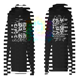 This Teacher Is Glowing Tie Dye Hello Summer End Of School Long Sleeve T-Shirt - Monsterry