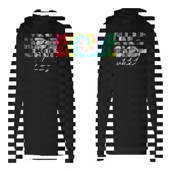 Teacher Student Middle School Vibes First Day Of School Kids Long Sleeve T-Shirt - Monsterry