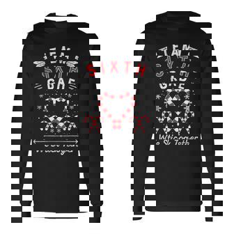 Team Sixth Grade Christmas Candy Cane Heart Xmas 6th Teacher Long Sleeve T-Shirt - Monsterry