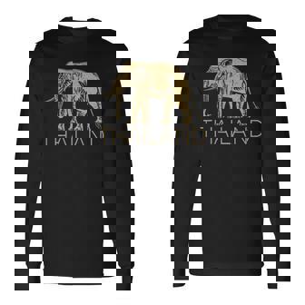 THAILAND ELEPHANT SYMBOL SIAM FLAG THAI EMBLEM Long Sleeve T-Shirt - Monsterry