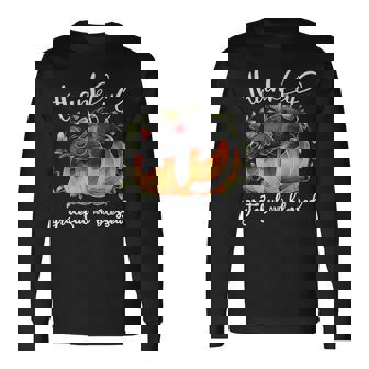 Thankful Grateful Blessed Pumpkin Cat Thanksgiving Day Long Sleeve T-Shirt - Monsterry
