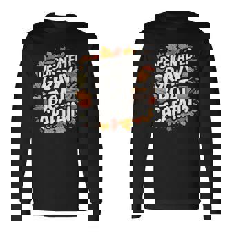 Thanksgiving Food Ated Gravy Boat Captain Premium Long Sleeve T-Shirt - Monsterry