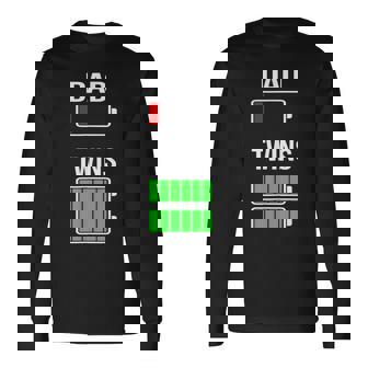 Tired Dad Low Battery Twins Full Charge Long Sleeve T-Shirt - Thegiftio UK