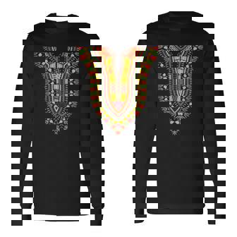 Traditional Tribal Dashiki Pride Attire Kente African Print Long Sleeve T-Shirt | Mazezy