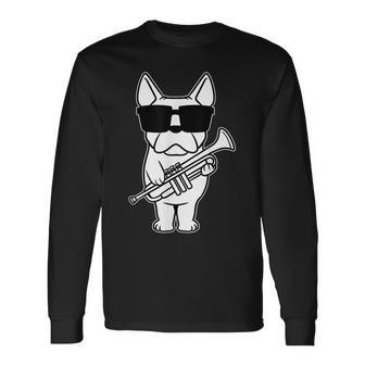 Trumpet Player Brass Musician Dog With Trumpet Langarmshirts - Geschenkecke