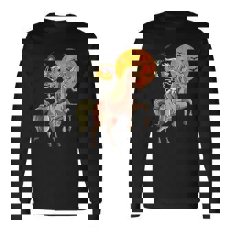Trumpkin Skeleton Zombie Unicorn Hunting Gun Lover Halloween Long Sleeve T-Shirt - Monsterry