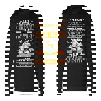 Never Underestimate Old Man Bowling Ball Bowler Bowling Long Sleeve T-Shirt - Monsterry