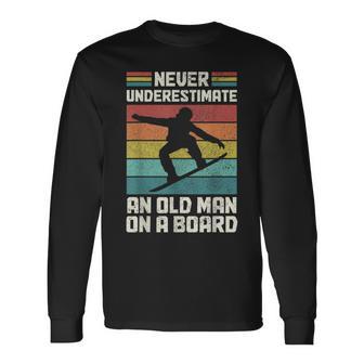 Never Underestimate An Old Man On A Snowboard intage Langarmshirts - Geschenkecke