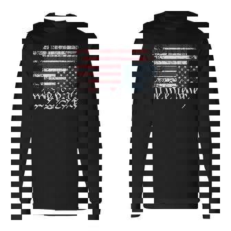 Upside Down American Flag We The People Protest Distressed Long Sleeve T-Shirt | Seseable CA