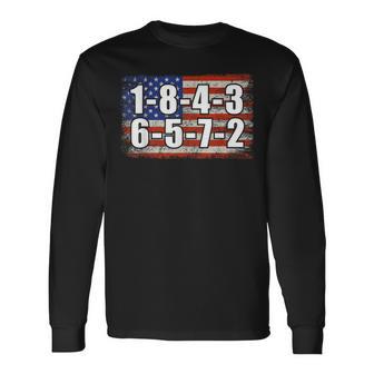 USA Flag 18436572 Firing Order Small Block Engine V8 Block Long Sleeve T-Shirt - Monsterry