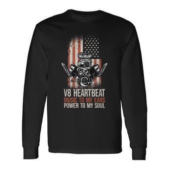 V8 Heartbeat American Muscle Cars Usa Engine8 Muscle Car Langarmshirts - Geschenkecke