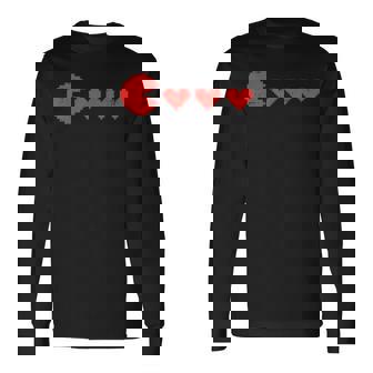 Valentines Day Gamer Pixelated Hearts Gaming Boys Kids Men Long Sleeve T-Shirt - Monsterry
