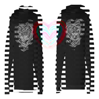 Valentines Day Heart Brushstroke Valentines Novelty Heart Long Sleeve T-Shirt - Thegiftio