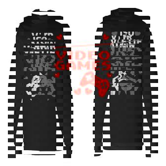 Valentines Day V Is For Video Games Controllers N Boy Kid Long Sleeve T-Shirt - Thegiftio UK