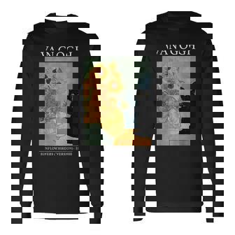 Van Gogh Black Cat With Sunflowers Cat Long Sleeve T-Shirt | Seseable CA
