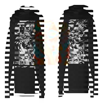 Vintage Abstracto Cuadros Surrealista Arte Ojos Pirámide Camiseta de manga larga - Regaloses
