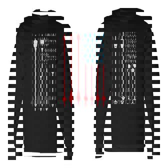 Vintage American Flag Archery Bow Hunting Long Sleeve T-Shirt | Mazezy