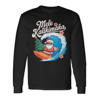 Vintage Cute Mele Kalikimaka Christmas Santa Surfing Costume Langarmshirts - Geschenkecke