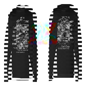 Vintage Yarn Dragon Knitting & Crochet Lover Apparel Long Sleeve T-Shirt | Seseable UK