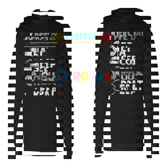 Vintage My Perfect Day Eat Sleep Robux Repeat Long Sleeve T-Shirt - Thegiftio