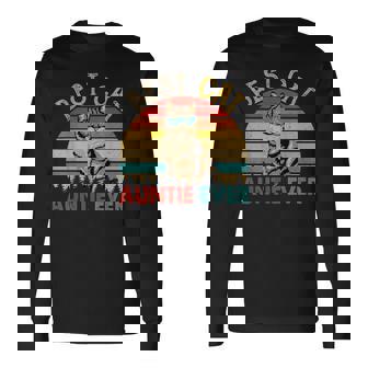 Vintage Retro Best Cat Auntie Ever Cute Cat Sunglasses Owner Long Sleeve T-Shirt | Mazezy