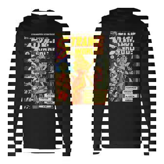 Vintage Science Fiction Comic Book Strange Worlds Long Sleeve T-Shirt - Thegiftio