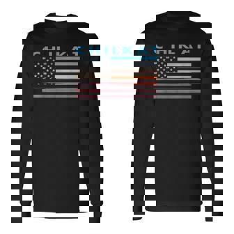 Vintage Sunset American Flag Chilkat Alaska Long Sleeve T-Shirt - Monsterry