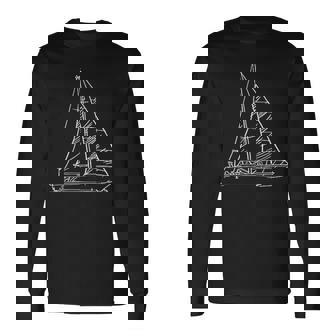 Voilier Impression Poitrineoilier Avec Nom Sail Sur Le Bat T-shirt à manches longues - Cadeauxyz