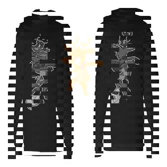 Volleyball Dabbing Reindeer Christmas Knit Pattern Dab Premium Long Sleeve T-Shirt - Monsterry