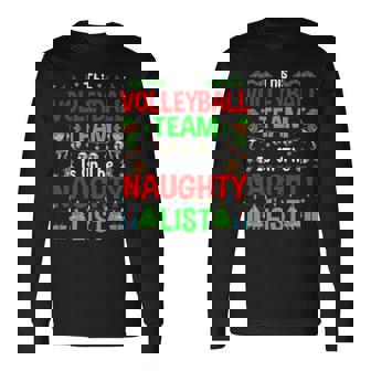 This Volleyball Team On Naughty List Cute Christmas Elf Long Sleeve T-Shirt - Monsterry