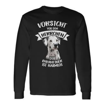 Vorsichtor Dem Herrchen Der Dalmatian Ist Harmlos Gassi Langarmshirts - Geschenkecke