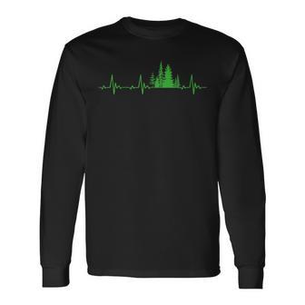 Wald Baum Herzschlag Geschenk Holz Bäume Wandern Langarmshirts - Geschenkecke