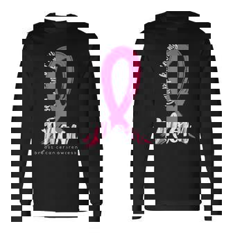 I Wear Pink For My Mom Family Cancer Awareness Support Long Sleeve T-Shirt - Monsterry