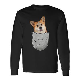 Welsh Corgi Pembroke Chest Pocket For Dog Owners Langarmshirts - Geschenkecke