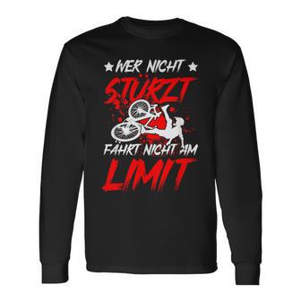 Wer Nicht Stürzt Fährt Nicht Am Limit Akku Bicycle Cyclist Langarmshirts - Geschenkecke