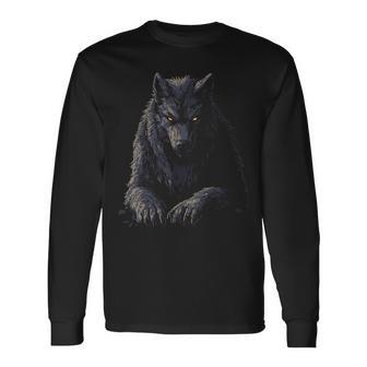 Werewolf Mythical Motif Fantasy Illustration Werewolf Langarmshirts - Geschenkecke