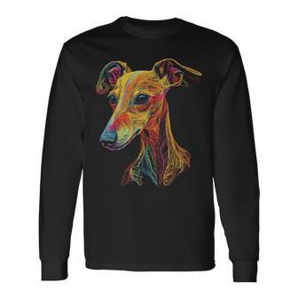 Whippet Dog Motif Pet Illustration Colourful Whippet Langarmshirts - Geschenkecke