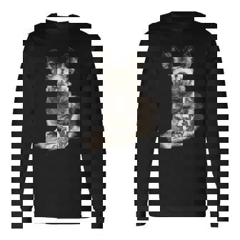 Wild Dog Making Eye Contact For Wild Dog Fans Long Sleeve T-Shirt - Monsterry