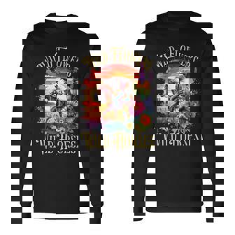 Wild Flowers & Wild Horses Country Sunset Western Cowgirl Long Sleeve T-Shirt - Monsterry