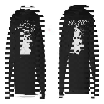 I Will Stab You Ghost Nurse Halloween Apparel Item Long Sleeve T-Shirt - Monsterry