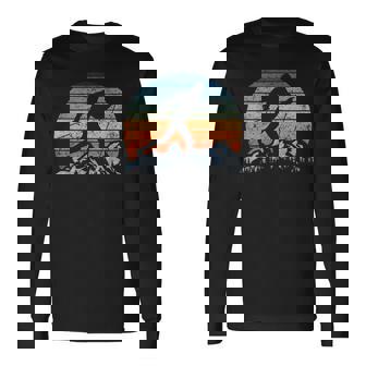 Winter Sports Vintage Sunset Cross-Country Skiing Long Sleeve T-Shirt - Monsterry