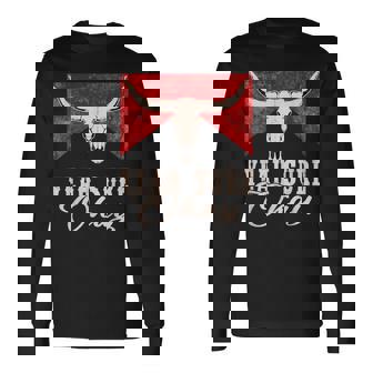 Yeah Sure Okay Western Bull-Skull Retro Long Sleeve T-Shirt | Mazezy