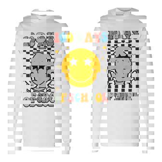 100 Days Of School Smile Face Happy 100Th Day Of School Long Sleeve T-Shirt - Thegiftio