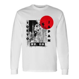 Aesthetic Retro Tokyo Tower Silhouette Japan Fans Langarmshirts - Geschenkecke