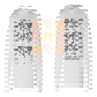 American Football Game Day Vibes Coquette Bow Football Lover Long Sleeve T-Shirt - Thegiftio